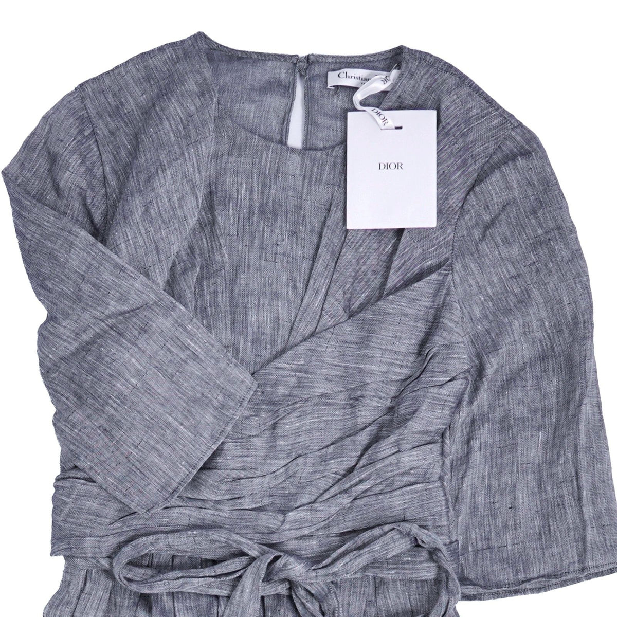 Dior Dress Long Sleeve Top Linen Gray US 4 — view 2