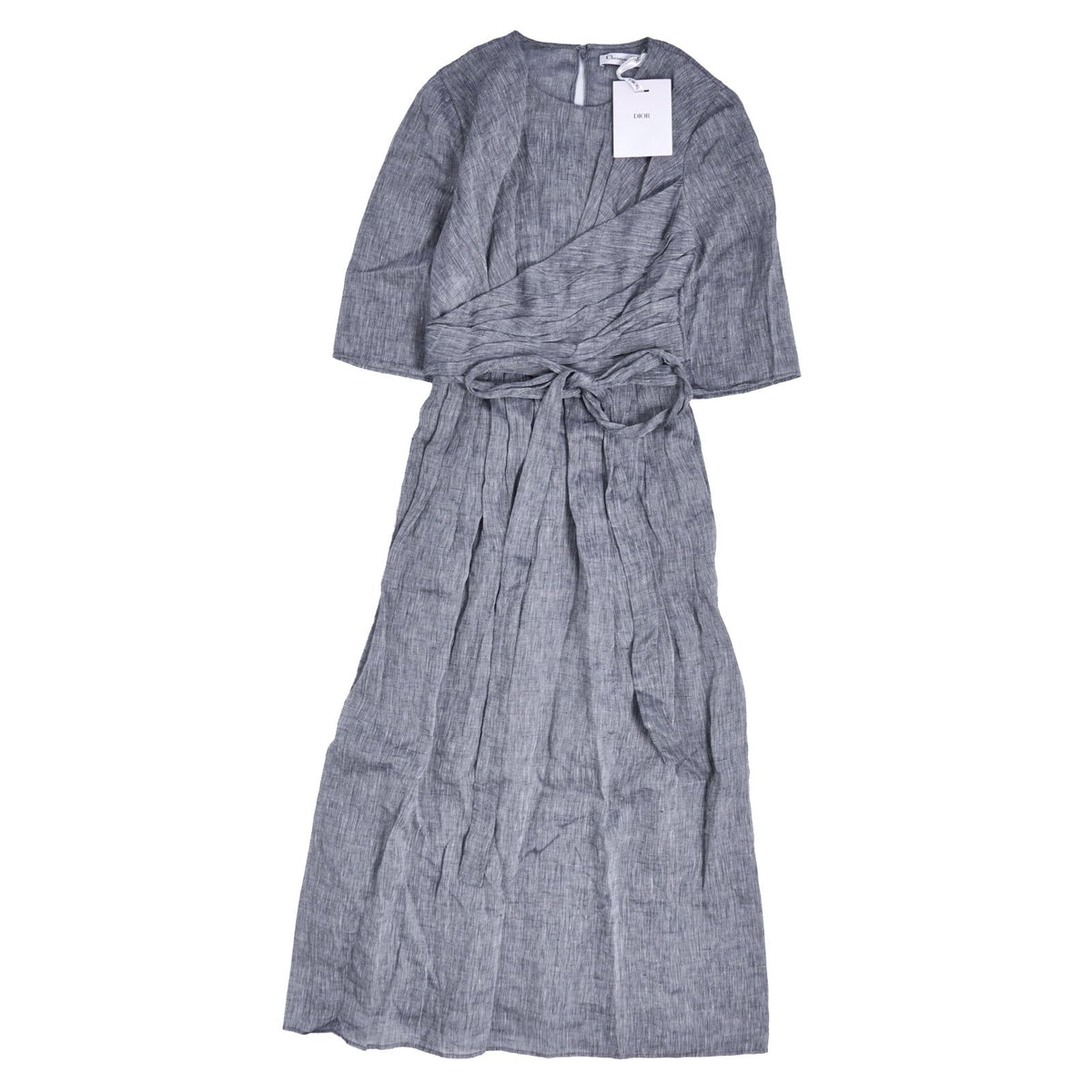Dior Dress Long Sleeve Top Linen Gray US 4