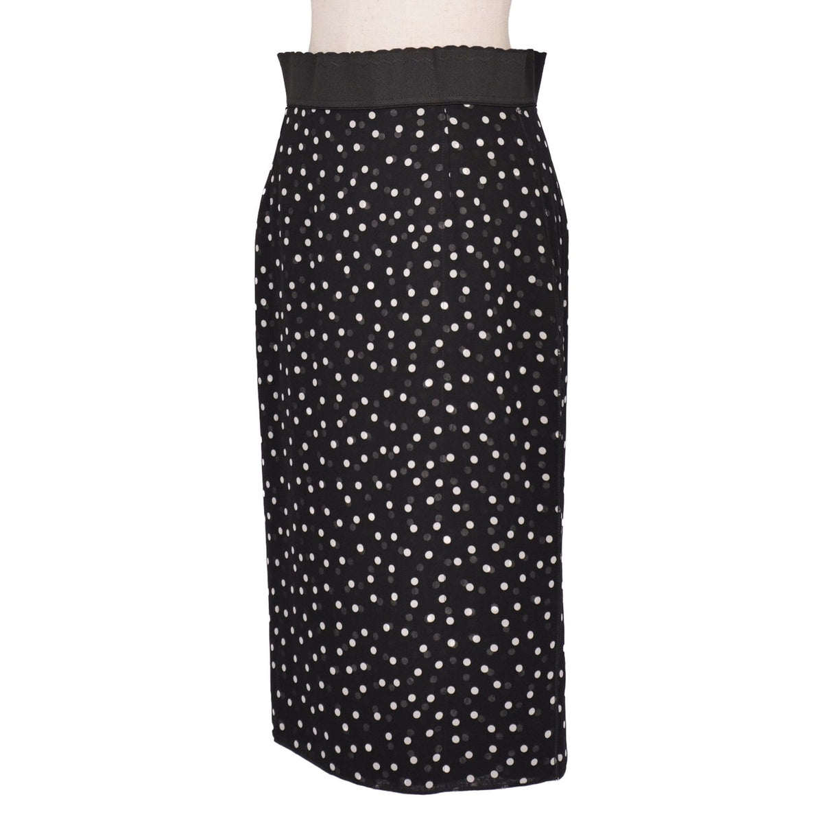 Dolce & Gabbana Skirt Dot Pattern Silk Black 40 — view 5