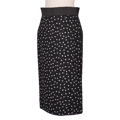 Dolce & Gabbana Skirt Dot Pattern Silk Black 40 — view 5