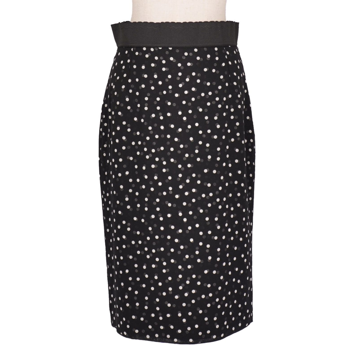 Dolce & Gabbana Skirt Dot Pattern Silk Black 40 — view 4