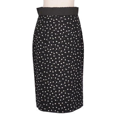Dolce & Gabbana Skirt Dot Pattern Silk Black 40 — view 4