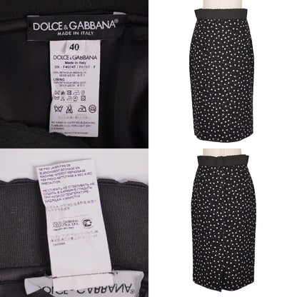 Dolce & Gabbana Skirt Dot Pattern Silk Black 40 — view 8