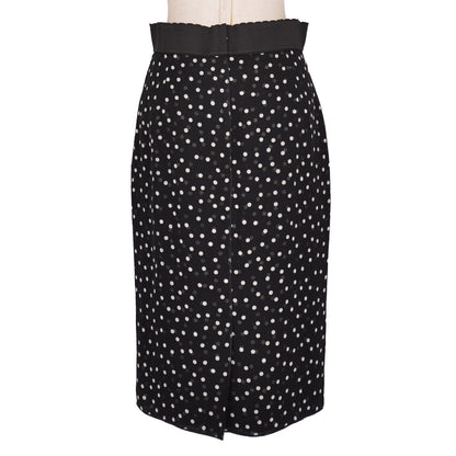 Dolce & Gabbana Skirt Dot Pattern Silk Black 40 — view 6