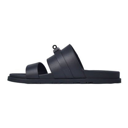 Hermes Sandals Jackson Kelly Shoes Leather Black — view 7