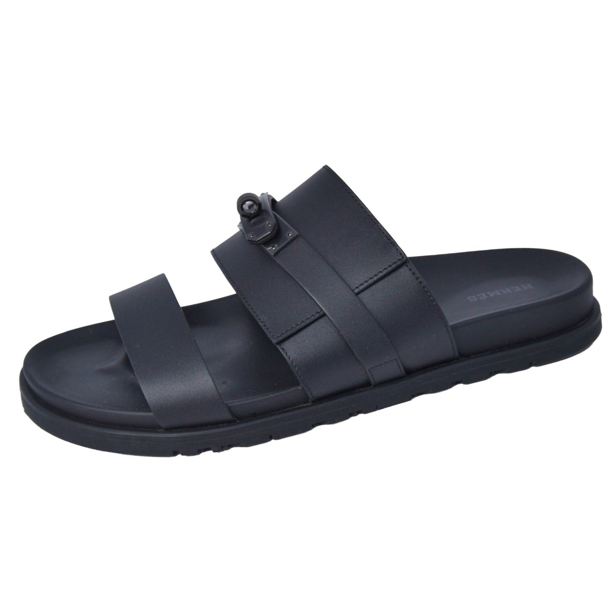Hermes Sandals Jackson Kelly Shoes Leather Black