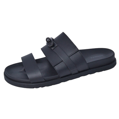 Hermes Sandals Jackson Kelly Shoes Leather Black