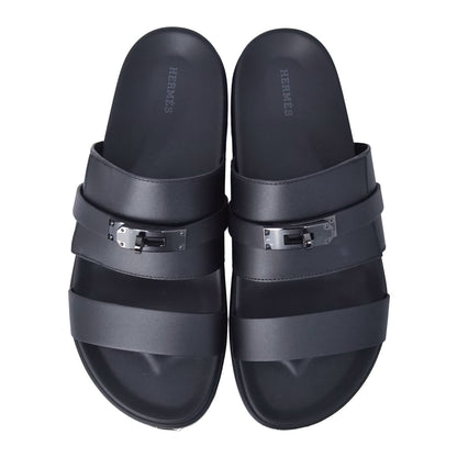 Hermes Sandals Jackson Kelly Shoes Leather Black — view 4