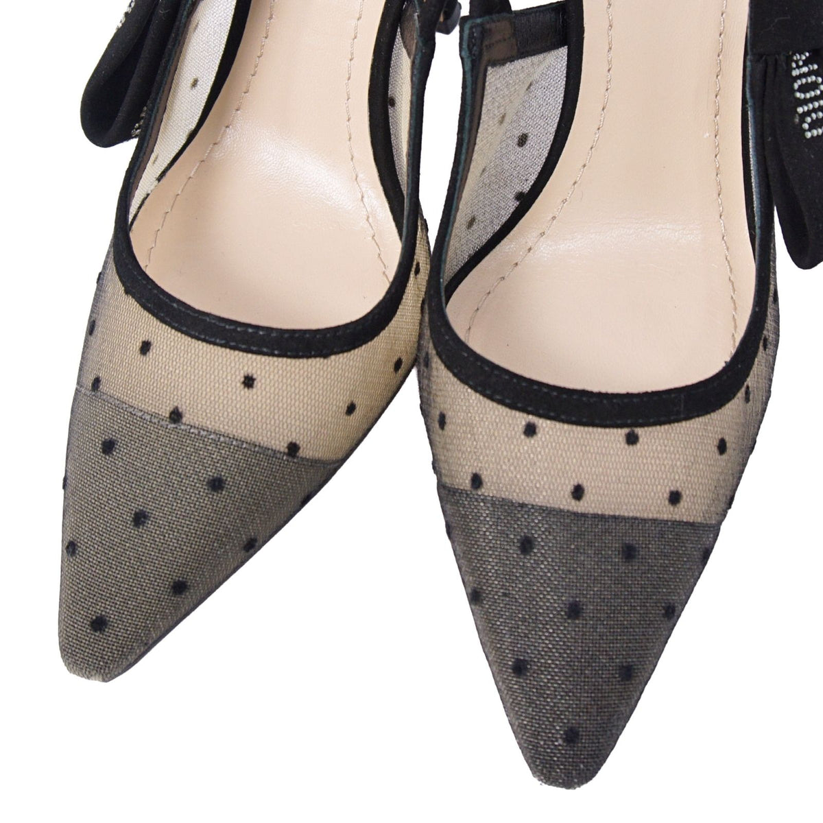 Dior J'adior Rhinestone Slingback Heels Shoes Mesh Black — view 3