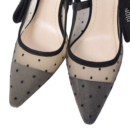 Dior J'adior Rhinestone Slingback Heels Shoes Mesh Black — view 3