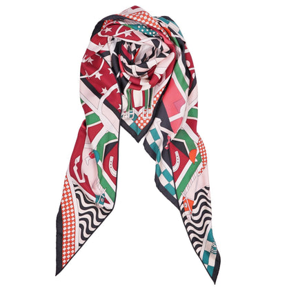 Hermes Scarf Triangle Jean All Over Print Steeple Chase Silk Multicolor — view 2