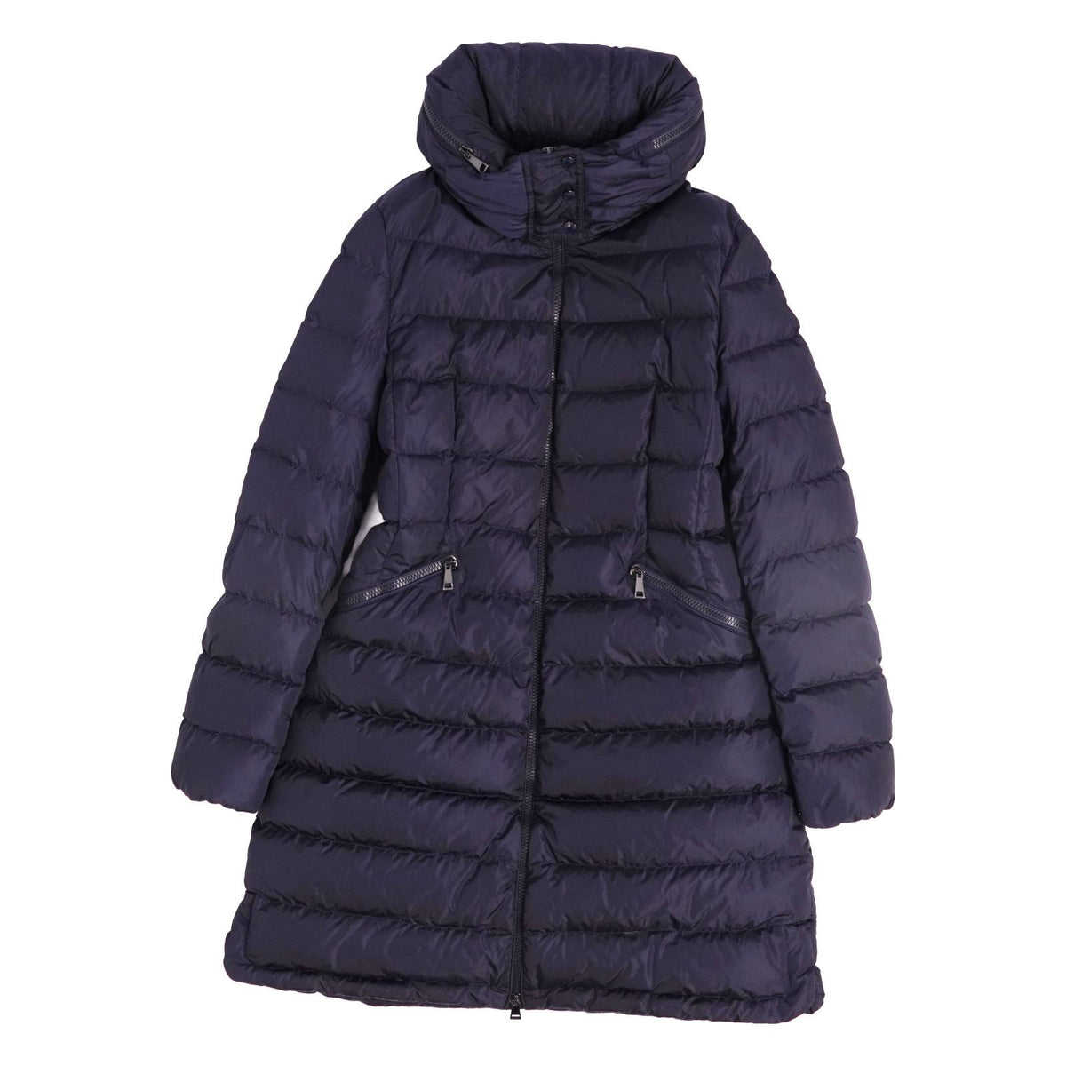 Moncler Coat Flammette Down Hooded Nylon Navy 1