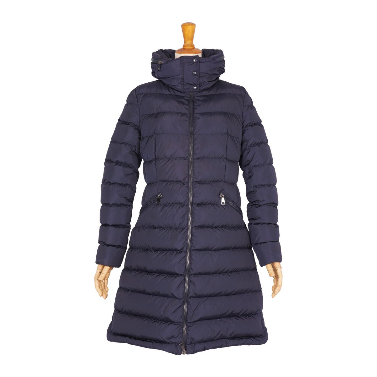 Moncler Coat Flammette Down Hooded Nylon Navy 1 — view 3