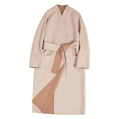 Max Mara Studio Coat Long Cucito Mano Double Breasted Wool Cashmere Face