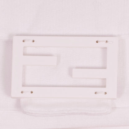 Fendi Hoodie Pocket Logo Distressed Long Sleeve Top Cotton White XS — view 5