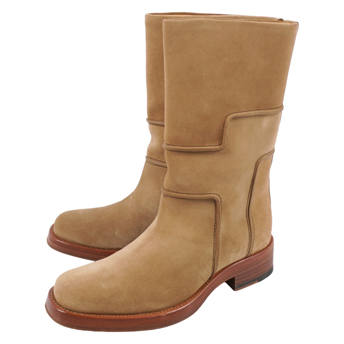 Hermes Boots Short H Logo Shoes Suede Beige — view 2