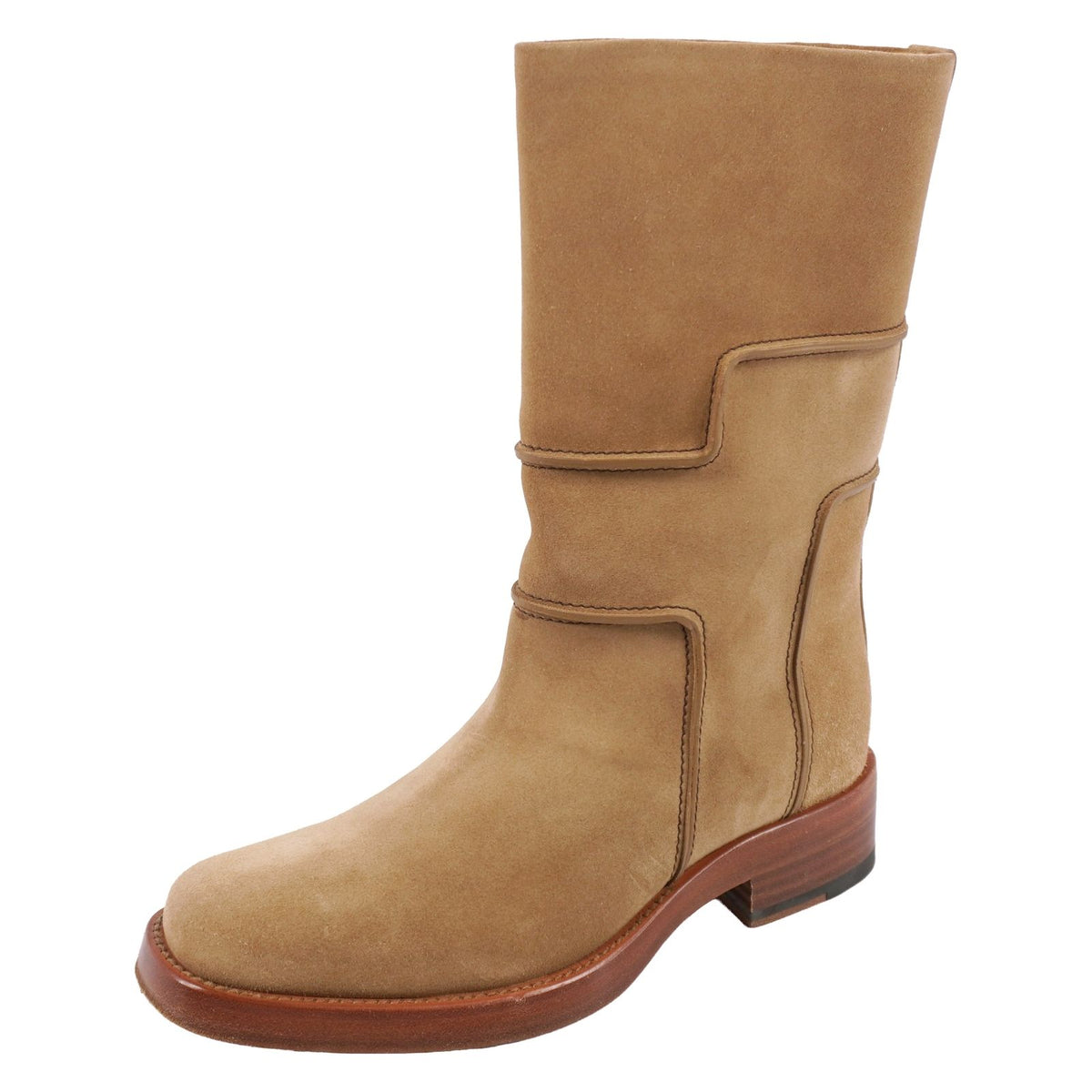 Hermes Boots Short H Logo Shoes Suede Beige