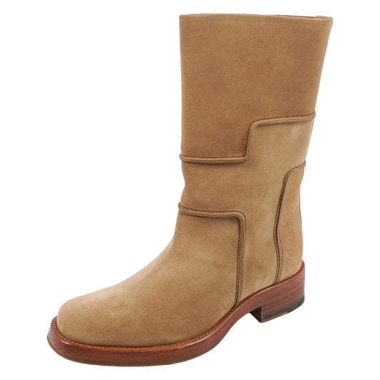 Hermes Boots Short H Logo Shoes Suede Beige