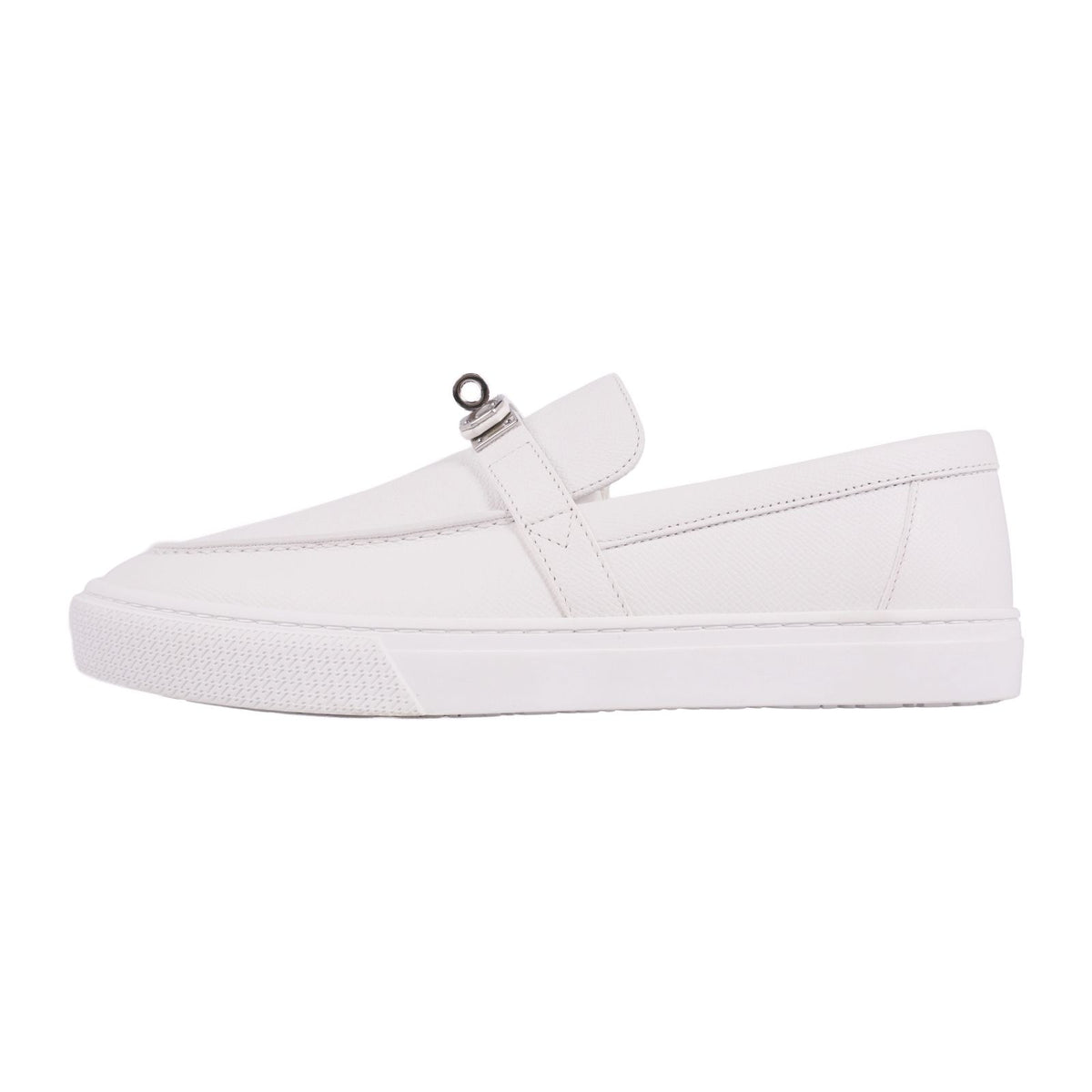 Hermes Loafers Moccasins Game Slip-on Kelly Shoes Leather White — view 7