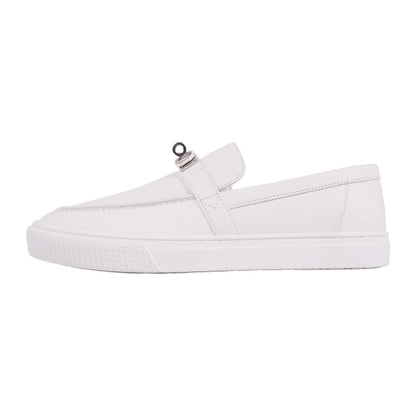 Hermes Loafers Moccasins Game Slip-on Kelly Shoes Leather White — view 7