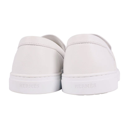 Hermes Loafers Moccasins Game Slip-on Kelly Shoes Leather White — view 5