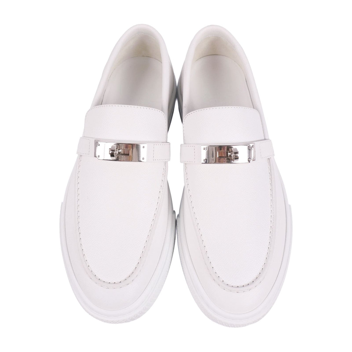 Hermes Loafers Moccasins Game Slip-on Kelly Shoes Leather White — view 4