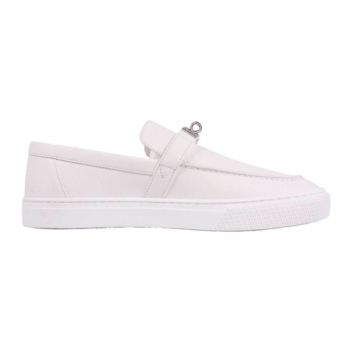 Hermes Loafers Moccasins Game Slip-on Kelly Shoes Leather White — view 6