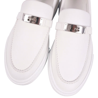 Hermes Loafers Moccasins Game Slip-on Kelly Shoes Leather White — view 3