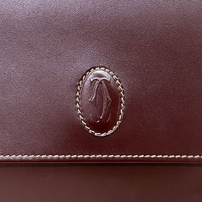 Cartier Clutch Must Leather Bordeaux Handbag Wine Red — view 7