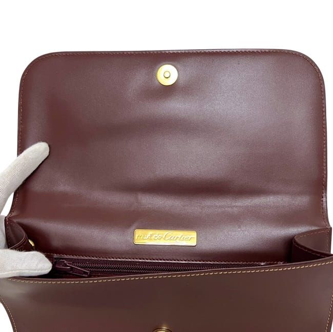 Cartier Clutch Must Leather Bordeaux Handbag Wine Red — view 4