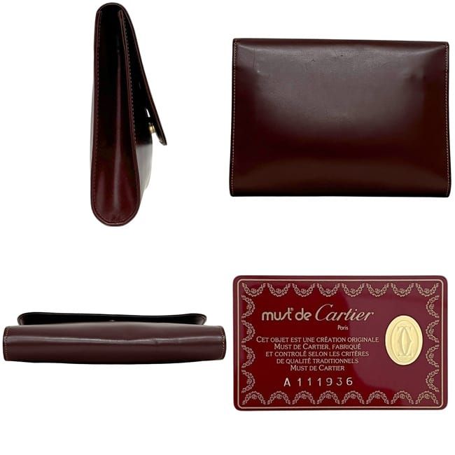 Cartier Clutch Must Leather Bordeaux Handbag Wine Red — view 2