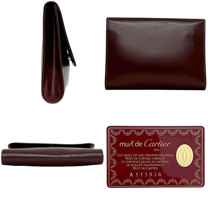 Cartier Clutch Must Leather Bordeaux Handbag Wine Red — view 2