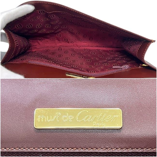 Cartier Clutch Must Leather Bordeaux Handbag Wine Red — view 3