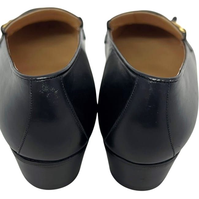 Celine Loafers Triomphe Leather Black Fringe Shoes — view 7