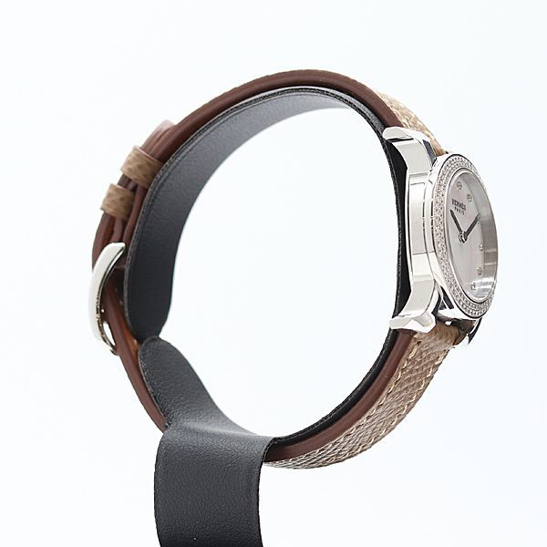 Hermes H Watch Ronde Diamond Bezel White Shell Dial — view 2