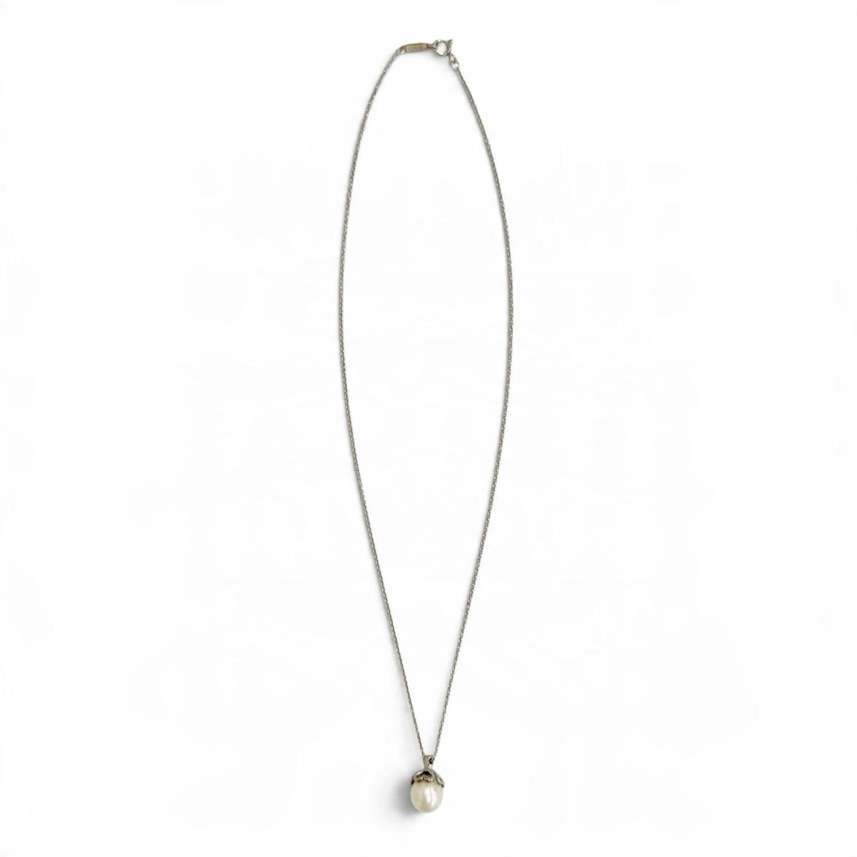 Tiffany & Co 925 Fresh Water Pearl Open Heart Necklace Silver — view 3