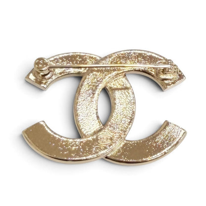 Chanel CC Logo Rhinestone Brooch Gold Black Glitter — view 3