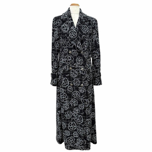 Chanel Constantly Reviewing Coco Buttons Camellia All Over Print Long Double