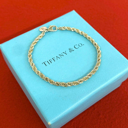 Tiffany & Co Vintage Twisted Rope Bracelet Silver Yellow Gold