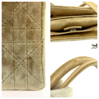 Dior Velvet Cannage Handbag Beige Silver — view 5