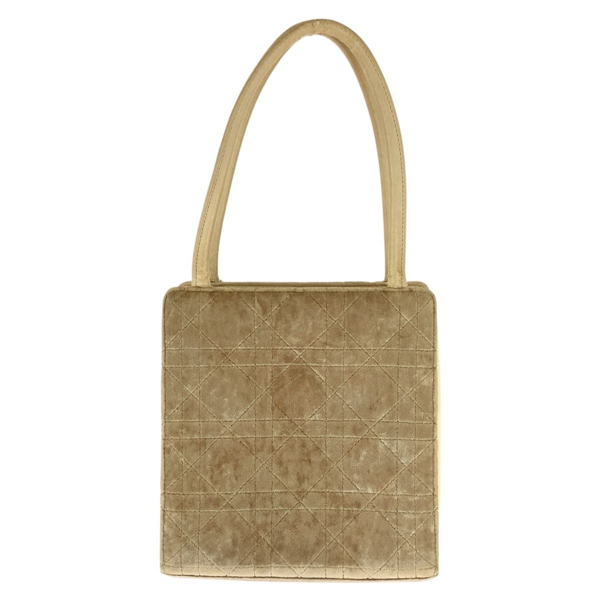 Dior Velvet Cannage Handbag Beige Silver — view 2