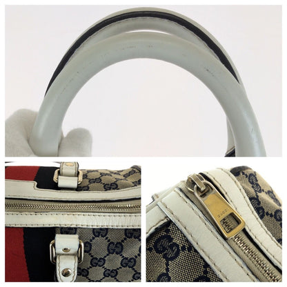 Gucci Sherry Line 2-Way Shoulder Bag Navy Multicolor Canvas Leather — view 6
