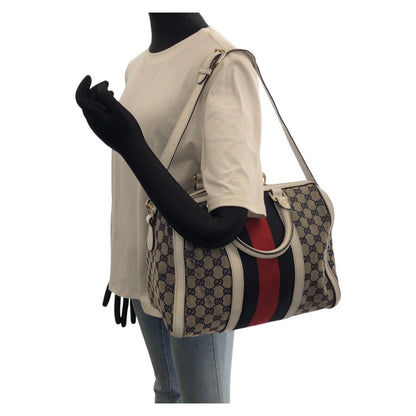 Gucci Sherry Line 2-Way Shoulder Bag Navy Multicolor Canvas Leather — view 7