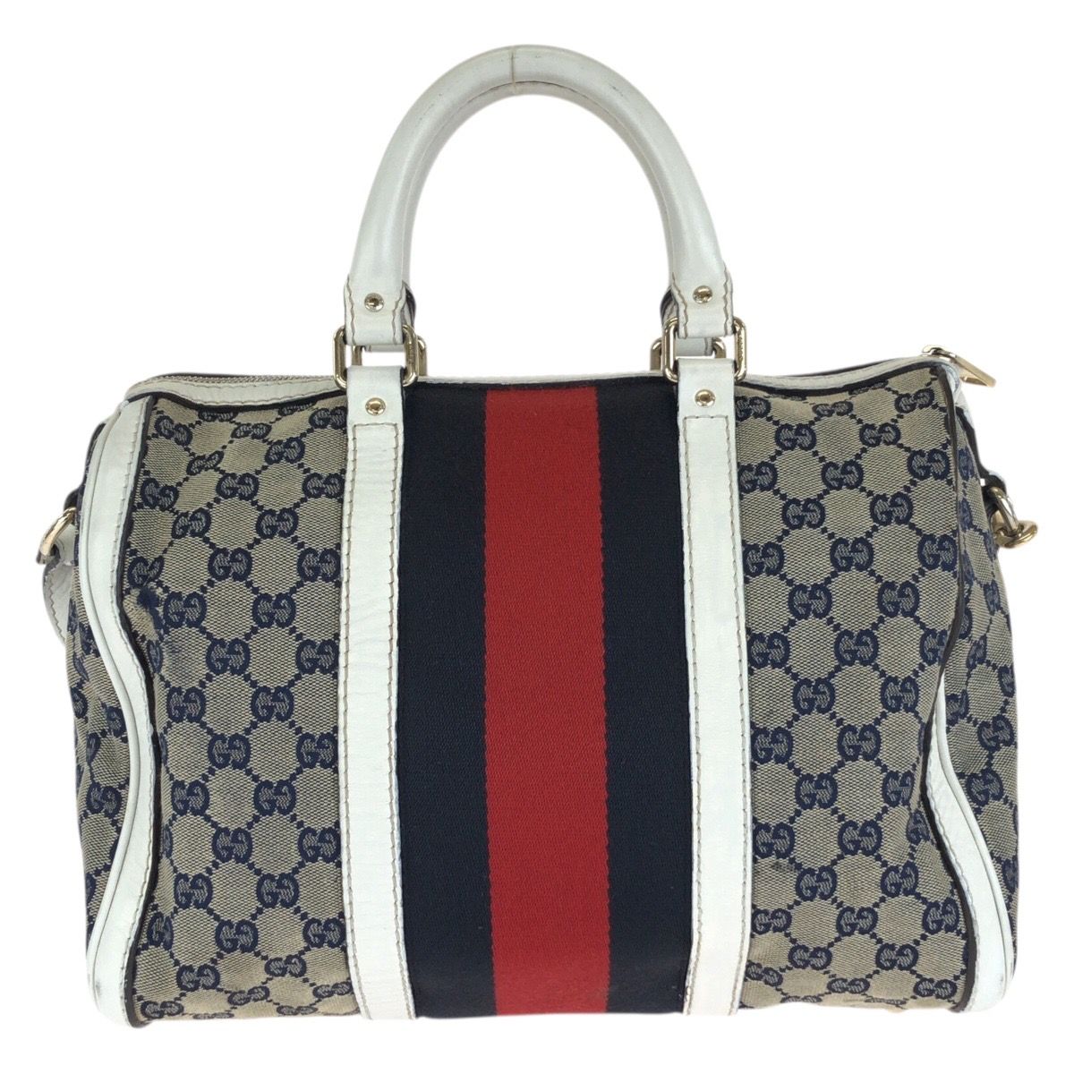 Gucci Sherry Line 2-Way Shoulder Bag Navy Multicolor Canvas Leather — view 2