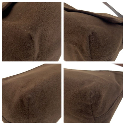 Fendi Shoulder Bag Brown Silver Fabric Leather — view 3