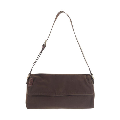 Fendi Shoulder Bag Brown Silver Fabric Leather