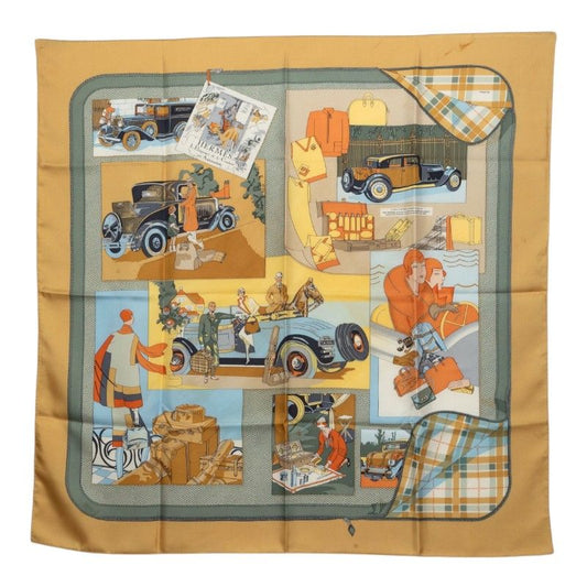 Hermes Carre 90 Confort en Automobile Car Comfort Scarf Large Yellow Multicolor