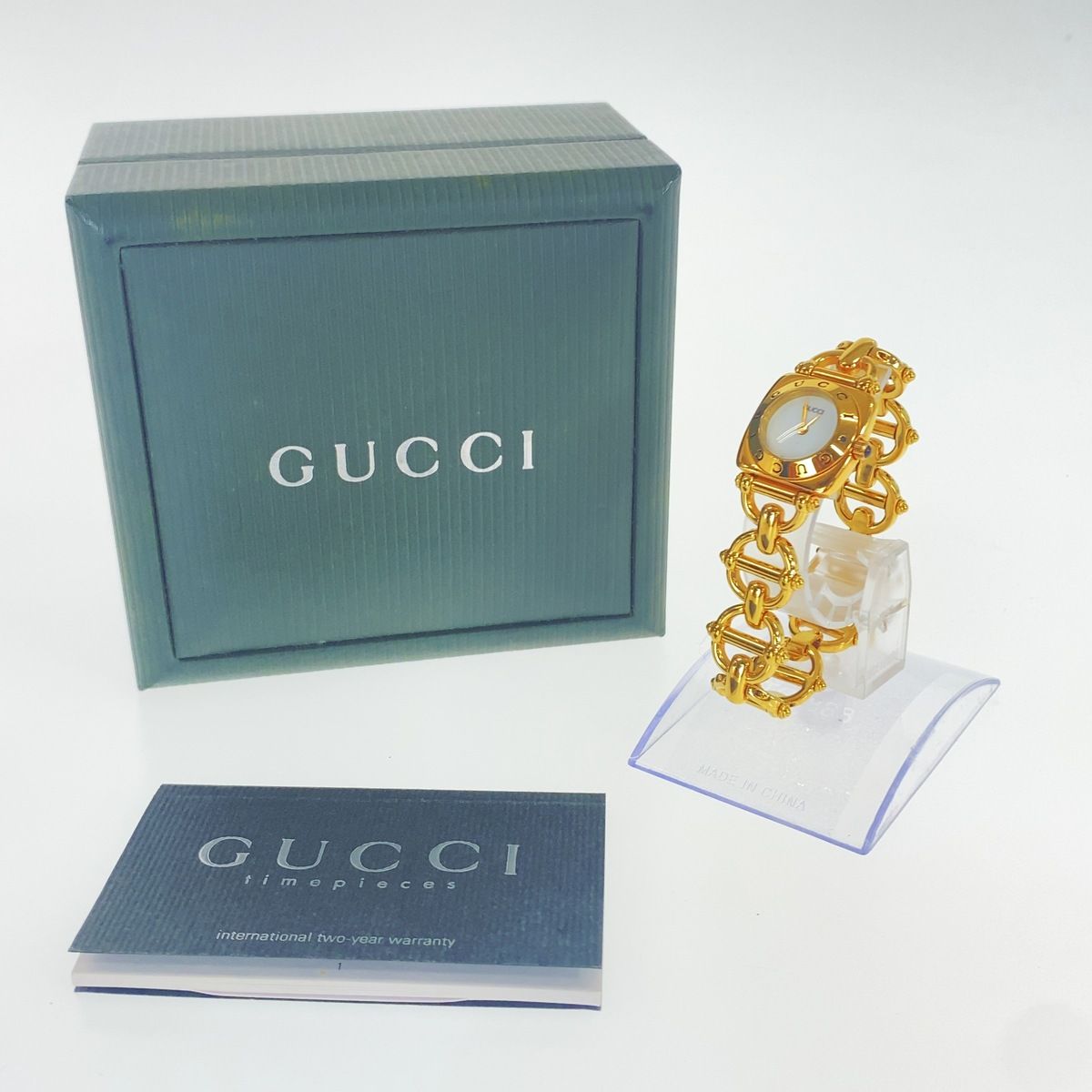 Gucci Horsebit Chain Watch Gold White Metal — view 3