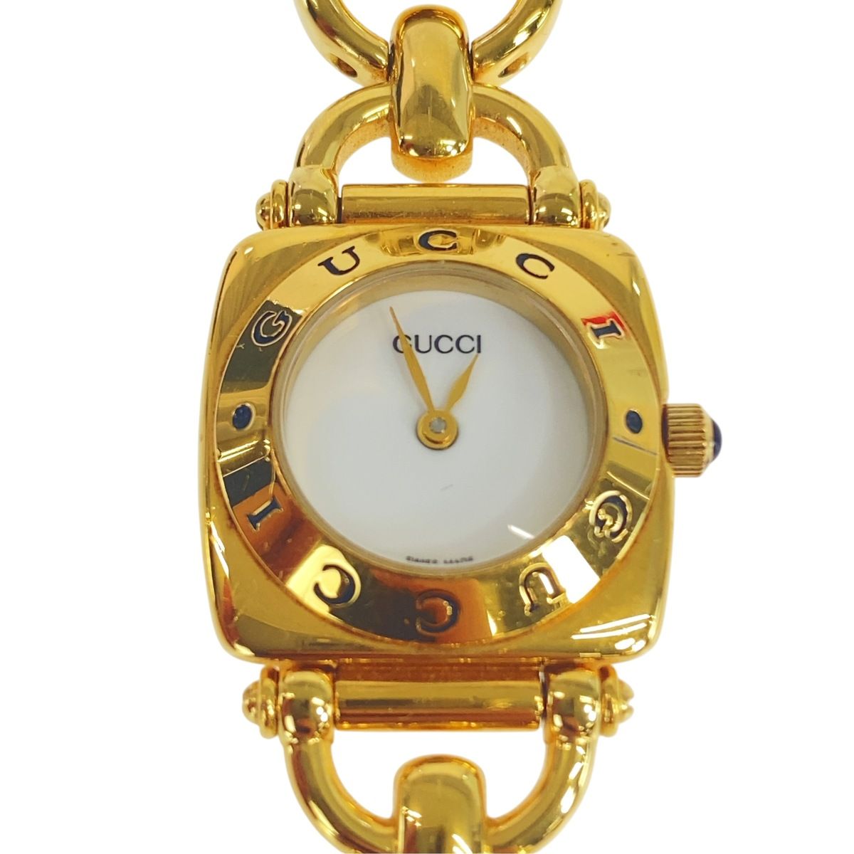 Gucci Horsebit Chain Watch Gold White Metal
