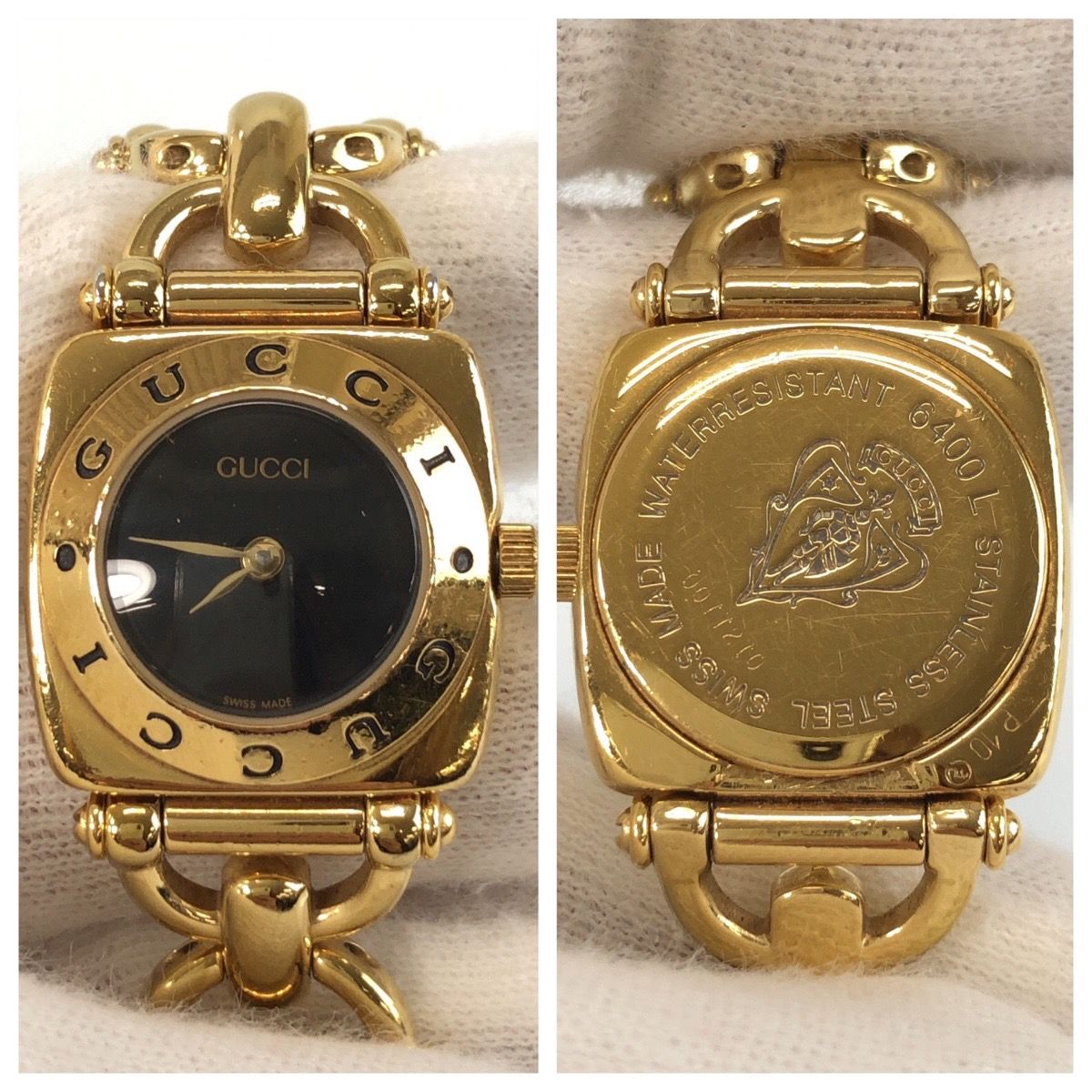Gucci Horsebit Bracelet Watch Black Gold Stainless Steel — view 6
